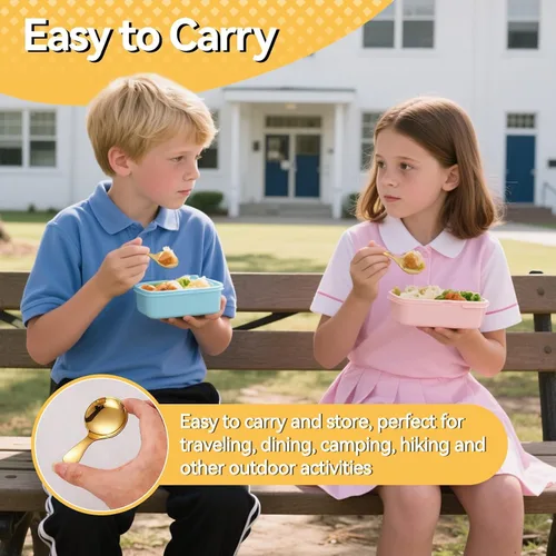 Vista 8 de 5 mini cucharas de helado para recipientes, mini cucharas doradas para servir dulces, acero inoxidable, mango corto, condimentos de sal, cucharas
