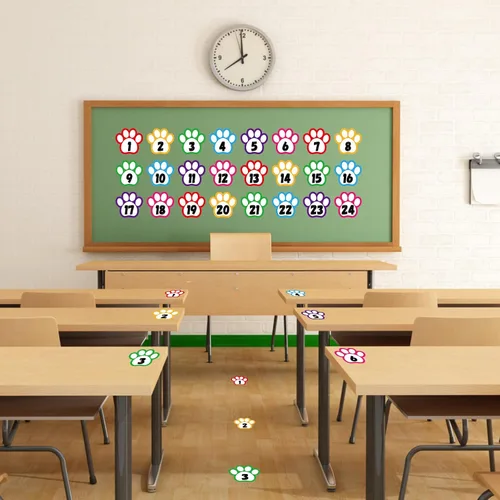Vista 2 de D24TIME Alinea los puntos para el piso del aula, 36 calcomanías de números