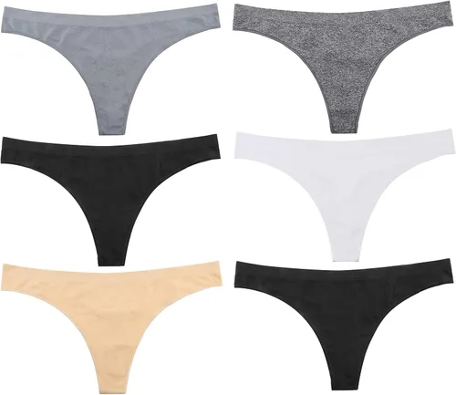 Vista 4 de Tangas sin costuras para mujer, paquete de 6 tangas de nailon y elastano