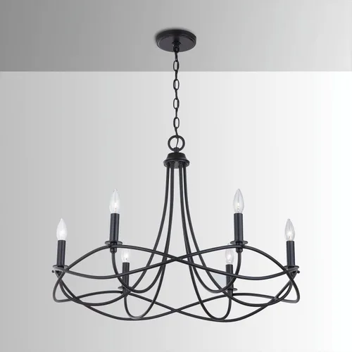 Vista 5 de Capital Lighting 431661MB Sonnet - Candelabro con marco de metal, 6 luces, 360 vatios totales, 22 pulgadas de alto x 30 pulgadas de ancho, negro mate