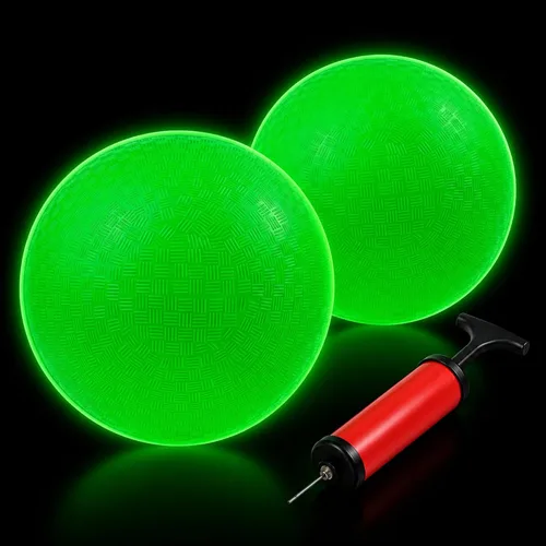 Vista 8 de Hiboom Pelotas de juguete que brillan en la oscuridad de 8.5 pulgadas para patio de recreo, bolas rebotantes con bomba para niños y adultos, parque