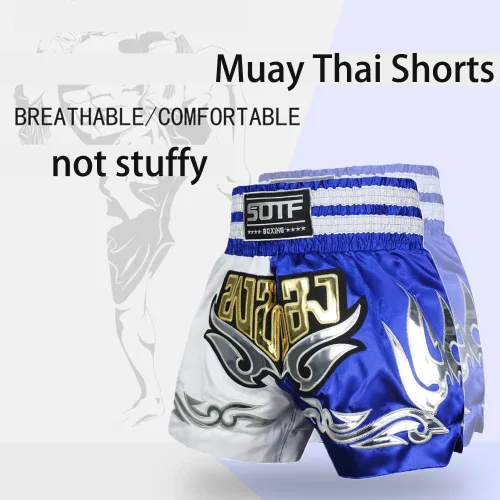 Vista 3 de Pantalones cortos de boxeo para mujer, pantalones cortos de entrenamiento de artes marciales mixtas para hombres, BJJ Muay Thai, pantalones cortos