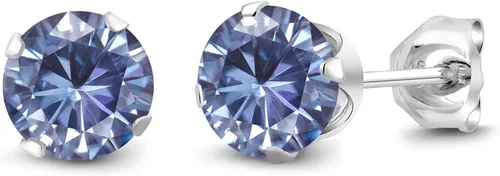 Vista 63 de Gem Stone King Aretes redondos de plata de ley 925 con piedra natal de 0.236 in para mujer