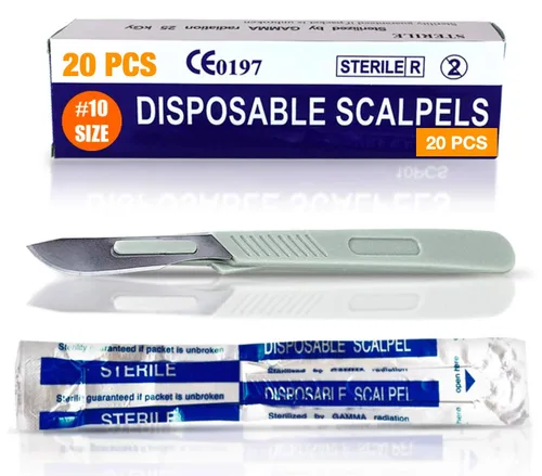 Vista 18 de MedHelp Escalpelos Desechables 10 - Herramienta de Dermaplaning Escalpelos 10 con Mango de Plástico, Hojas de Dermablade de Acero de Alto Carbono