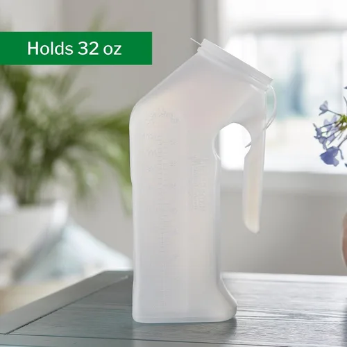 Vista 5 de McKesson Orinal macho con tapa transparente - Cuerpo translúcido, graduado, plástico - 1 cuarto de galón / 33.8 fl oz, 6 unidades Translucent