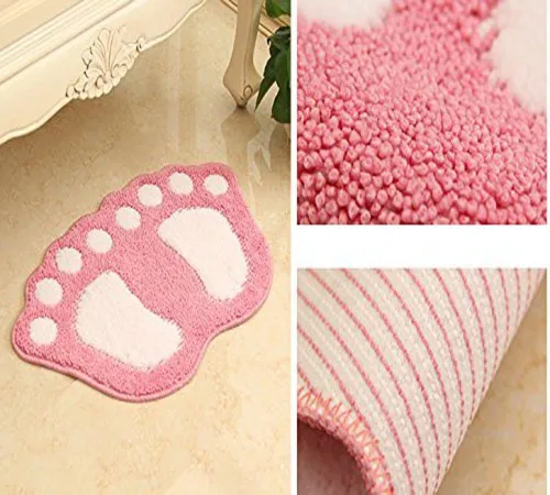 Vista 4 de MIFXIN Alfombra de baño con pies grandes, antideslizante, suave, absorbente, alfombra de área (rosa, 16 x 24 pulgadas)