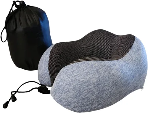 Vista 3 de Almohada cervical de viaje de espuma viscoelástica 100% pura para dormir Almohada de cuello de viaje portátil en forma de U Comodidad suave