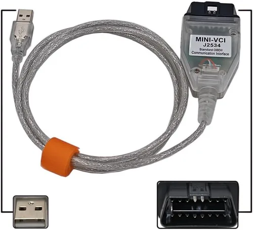 Vista 7 de Mini Vci J2534 Cable para Toyota Adaptador de escáner de conector para Toyota TIS Techstream, 16pin Programación Cable de diagnóstico TIS Techstream