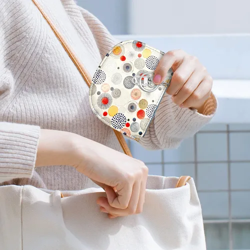 Vista 5 de Rose Lake Monedero pequeño para mujer, cartera con tarjetero para damas y niñas, bonita bolsa de cuero con cremallera con llavero y cierre de metal