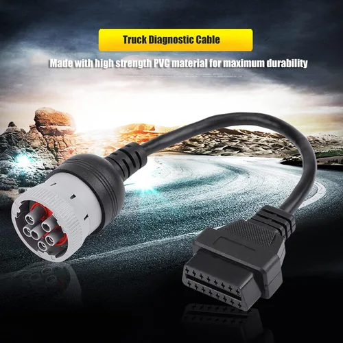 Vista 4 de Cable adaptador OBD1 a OBD2 de 6 pines a 16 pines para camión resistente J1708, cable adaptador de diagnóstico Cable convertidor de escáner