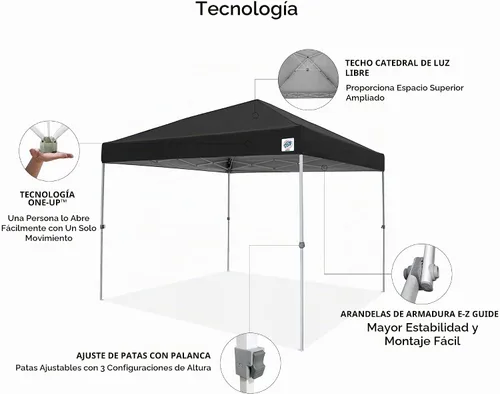 Vista 5 de E-Z UP Patriot ONE-UP - Refugio tecnológico, 10 x 10 pies, negro (PTSBK10)