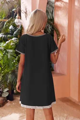 Vista 4 de Ekouaer - Camisón ligero con cremallera, bata de descanso para mujer (S-XXL)