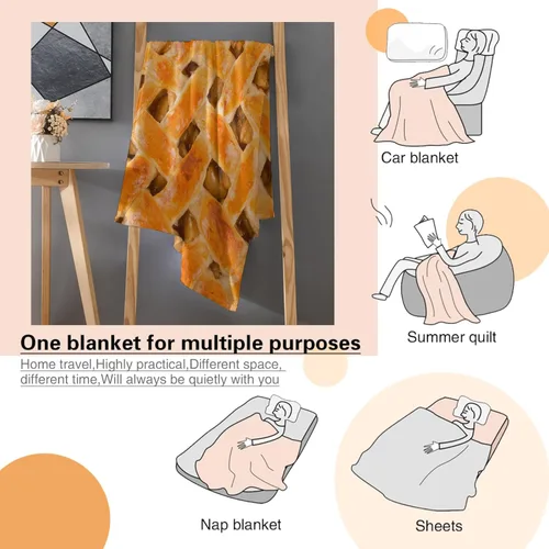 Vista 7 de Manta de regalo de franela de forro polar con diseño de pastel de manzana, manta realista e interesante para alimentos, ligera, suave, bonita