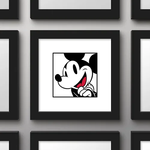 Vista 3 de Trends International Gallery Pops Disney Mickey Mouse - Póster artístico de pared sonriente, 12 x 12 pulgadas, versión enmarcada en negro