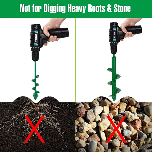 Vista 6 de Broca de taladro de longitud extendida de 32 x 2 pulgadas para plantar bulbos y ropa de cama, taladro para plantas de jardín, sin necesidad