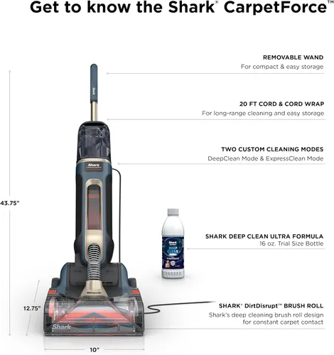 Vista 12 de Shark CarpetForce EX501BRN - Limpiador vertical ultraligero para alfombras y alfombras, dos modos de limpieza, rollo de cepillo DirtDisrupt