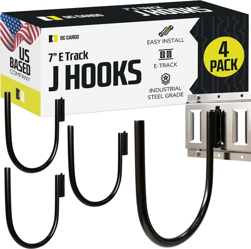 Vista 22 de DC Cargo - Ganchos J de pista E (5,08 cm - Paquete de 4) - Accesorios verticales de pista E - Ganchos para colgar para su sistema de riel de pista E