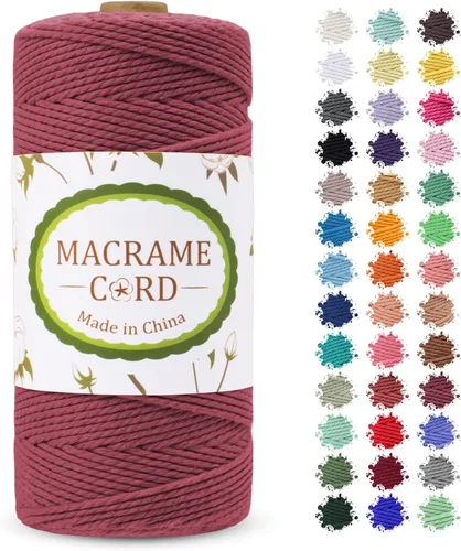 Vista 42 de Cordón de macramé de 0.079 pulgadas, hilo de cuerda de macramé de color de 0.07 pulgadas x 219 yardas, cuerda de algodón natural, 3 hebras para Aqua