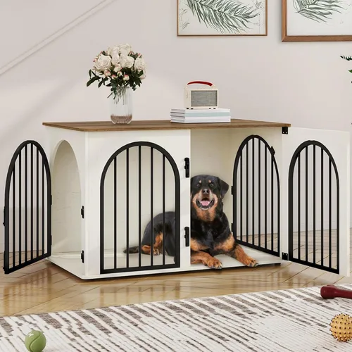 Vista 10 de Hzuaneri Jaula de Madera para Perros de 26.8'', Muebles de Jaula para Perros de Interior, Jaula para Perros Pequeños, Jaulas de Servicio Pesado