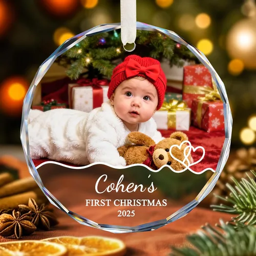 Vista 9 de Adornos de Navidad personalizados para la familia 2025, adornos de foto personalizados para decoraciones de árbol de Navidad, para baby shower