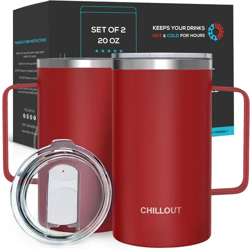 Vista 28 de Chillout Life - Taza de café con aislamiento térmico al vacío, acero inoxidable, mango y tapa, 16 onzas