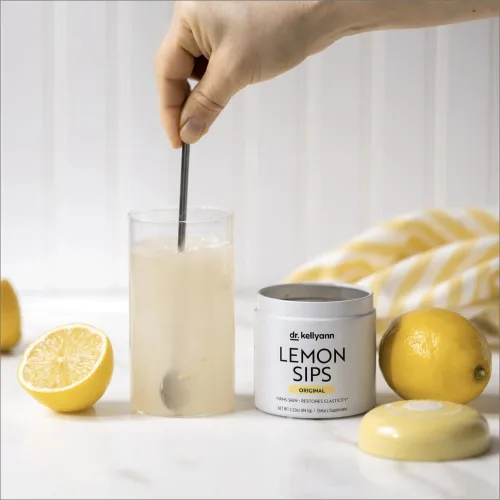 Vista 5 de Dr. Kellyann Lemon Sips, Mezcla para bebida cítrica (21 porciones) Rehidrata, Desintoxica, Revitaliza, Sin azúcar, Sin grasa, Sin OMG, Hidrata