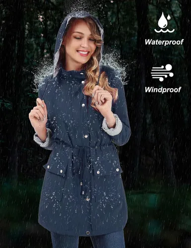 Vista 3 de BBX Lephsnt Impermeable ligero para mujer. Impermeable para actividades en exteriores.