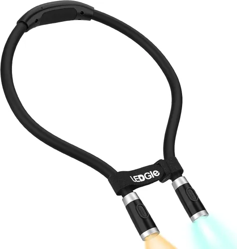 Vista 12 de LEDGLE Luz de lectura para el cuello, linternas recargables para el cuello para tejer, 4 bombillas LED + 3 brillo ajustable + brazos de silicona