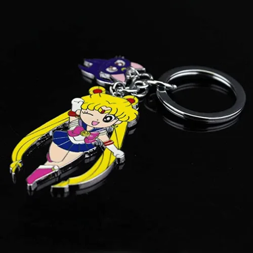 Vista 6 de Sailor Moon Tsukino Usagi con gato clave cadena llavero llavero