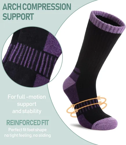 Vista 6 de Yebing Merino Wool Hiking Socks for Womens Thermal Warm Winter Boot Crew Cushion Cozy Thick Work Gift Socks 5 Pairs