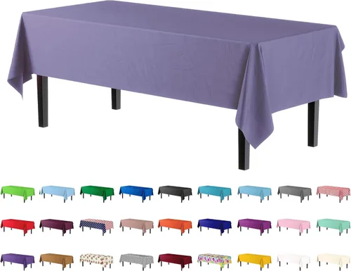 Vista 30 de Party Solids Paquete de 4 manteles de plástico color azul aguamarina, 54 x 108 pulgadas, mantel desechable para fiestas y pícnics