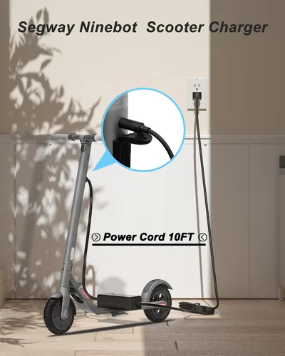 Vista 2 de VHBW Cargador de scooter RCA de 42 V para G30 G30P G30LP MAX G2 E3 Pro E3 DLX2 Pro, compatible con scooter eléctrico Segway Ninebot, adaptador