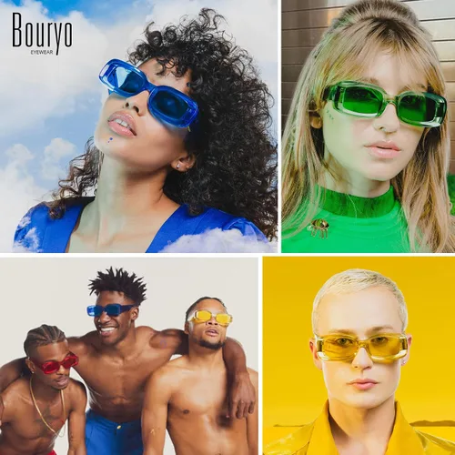 Vista 3 de Lentes de sol rectangulares pequeños de moda para mujeres y hombres, con marcos gruesos y estéticos de los años 90, lentes de sol cuadrados gruesos