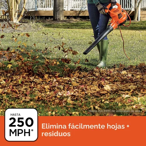 Vista 3 de BLACK+DECKER Soplador eléctrico de hojas 3 en 1, aspiradora de hojas, trituradora (BEBL7000)