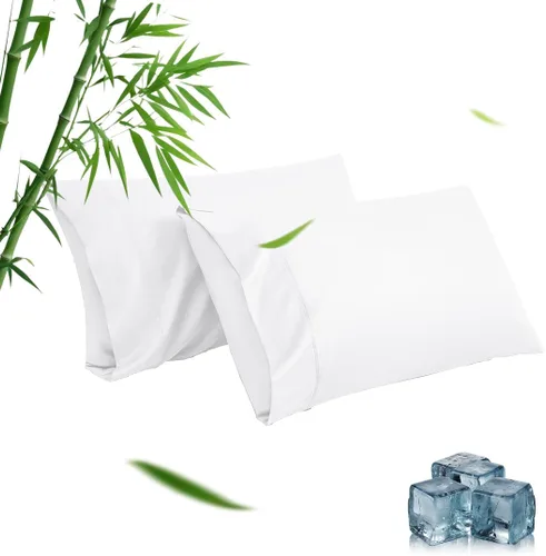 Vista 19 de Fundas de almohada estándar, fundas de almohada de viscosa refrescante de bambú con cierre de sobre, suave que absorbe la humedad para personas que