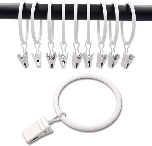 Vista 38 de WeeksEight Paquete de 44 anillos de cortina negros con clips, ganchos de cortina, ganchos de clip para colgar cortinas, lazos, sombreros, anillos