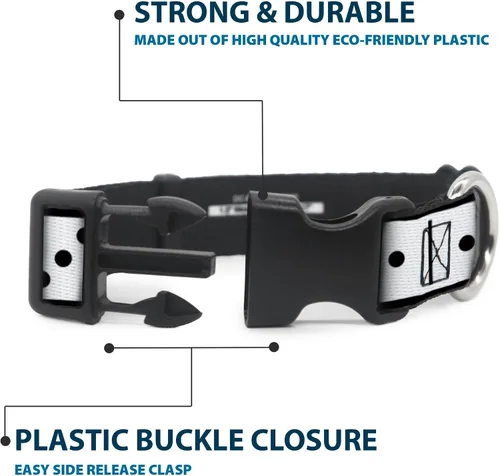 Vista 4 de Buckle-Down PC-W30488-S Dominos - Collar de clip de plástico blanco/negro, pequeño/9-15 pulgadas