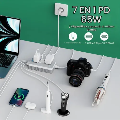 Vista 4 de Convertidor de voltaje de EE. UU. a Europa para rizadores y alisadores de cabello, PD 65 W convertidor de potencia de carga en ayuno para adaptador