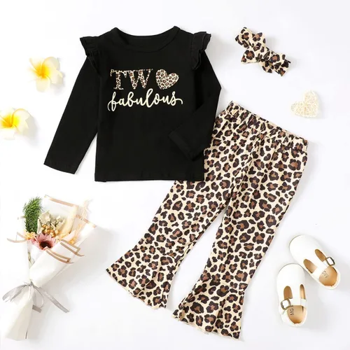 Vista 2 de Traje de bebé niña de 2 cumpleaños para niña de 2 años de edad, ropa de leopardo
