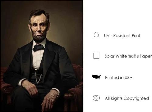 Vista 5 de Abraham Lincoln - Póster impreso artístico, retrato presidencial oficial, decoración de pared, colección de galería de arte del presidente, pintura