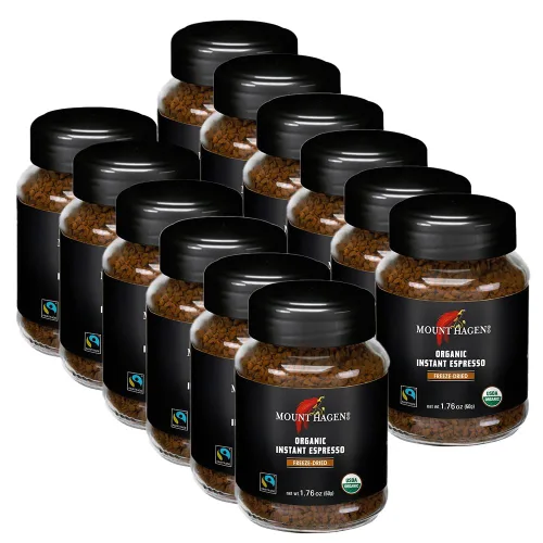 Vista 9 de Mount Hagen Café espresso instantáneo, café expreso orgánico ecológico hecho de granos arábica de tostado medio, café instantáneo liofilizado