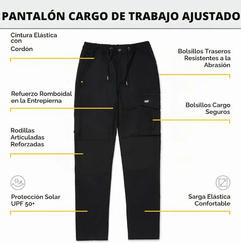 Vista 4 de CAT - Pantalones de trabajo cargo de ajuste slim para hombre Negro