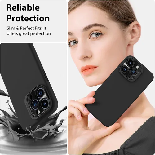 Vista 6 de Nillkin CamShield - Funda para iPhone 15 Pro con soporte para cámara, funda de silicona líquida compatible con MagSafe, funda magnética sedosa