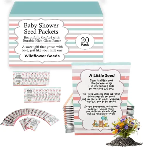Vista 9 de CHOOBLY Recuerdos de baby shower de niño para invitados 20 paquetes de semillas de flores silvestres Prellenados Mezcla de semillas de ramo