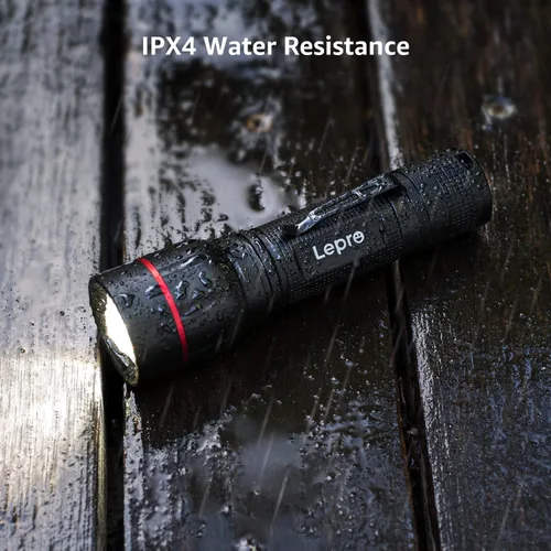 Vista 5 de Lepro Linterna LED con clip, linterna LE2050 de alto lúmenes, 5 modos de iluminación, zoomable, impermeable, linternas ligeras para emergencias