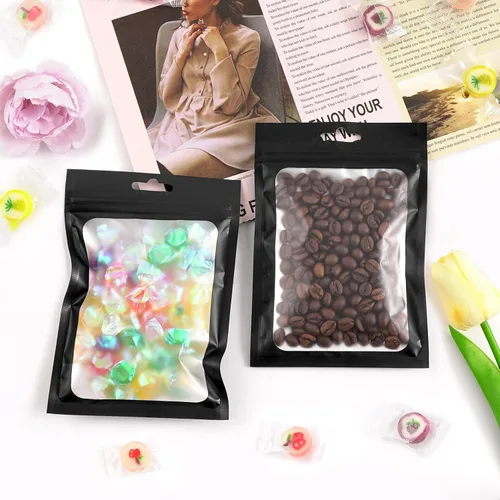 Vista 2 de Funfery Paquete de 300 bolsas resellables para almacenamiento de alimentos, bolsas transparentes de Mylar, bolsa de embalaje, comestibles, bolsa a