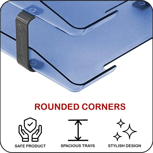 Vista 7 de Acrimet Bandeja de cartas tradicional de 2 niveles con carga frontal de plástico para escritorio (color azul transparente)