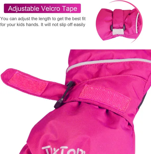 Vista 4 de ThxToms Guantes cálidos de invierno para niños, guantes de nieve impermeables para deportes al aire libre, guantes de esquí voluminosos para niños