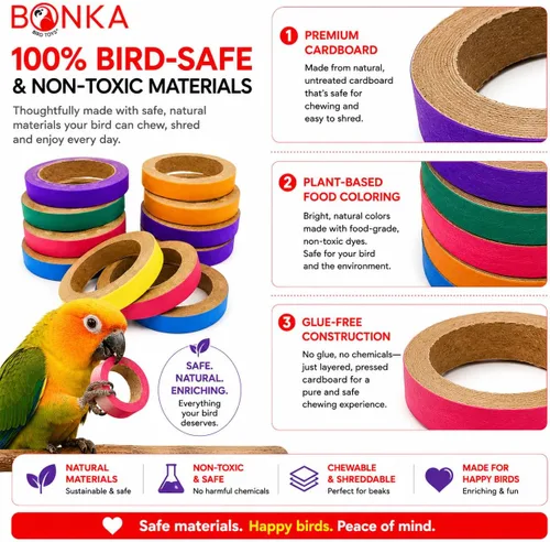 Vista 7 de Bonka Bird Toys 2113 Pk12 2.75 "cartón masticar bagels pájaro pie juguete
