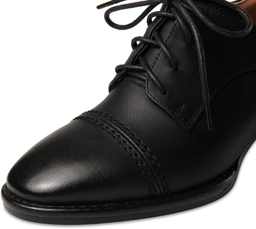 Vista 4 de TinaCus Zapatos de tacón Oxford de piel auténtica hechos a mano para mujer